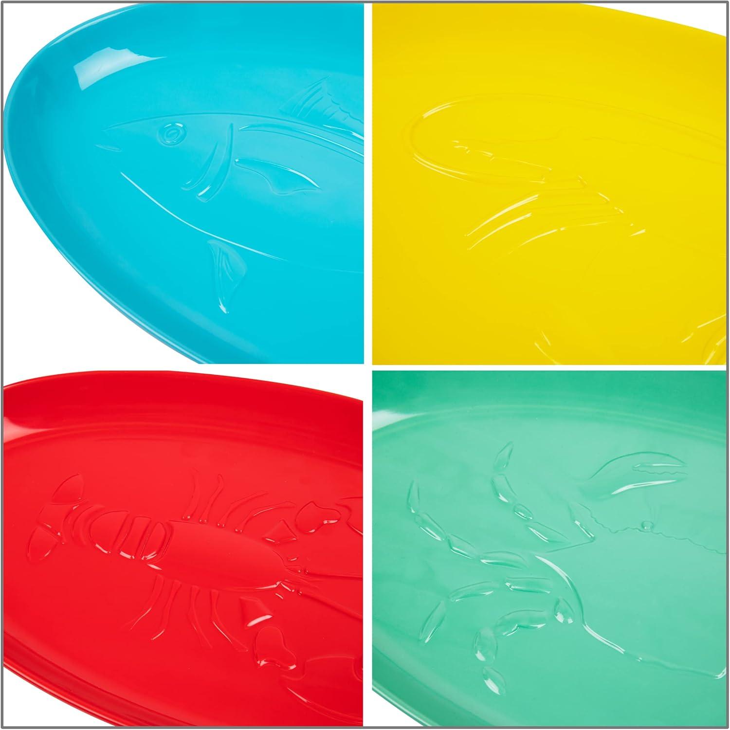 imageMind Reader Seafood Platters Serving Dish Entertaining Hosting Melamine 14 L x 8 W x 1 H Set of 4 MulticolorSet of 4