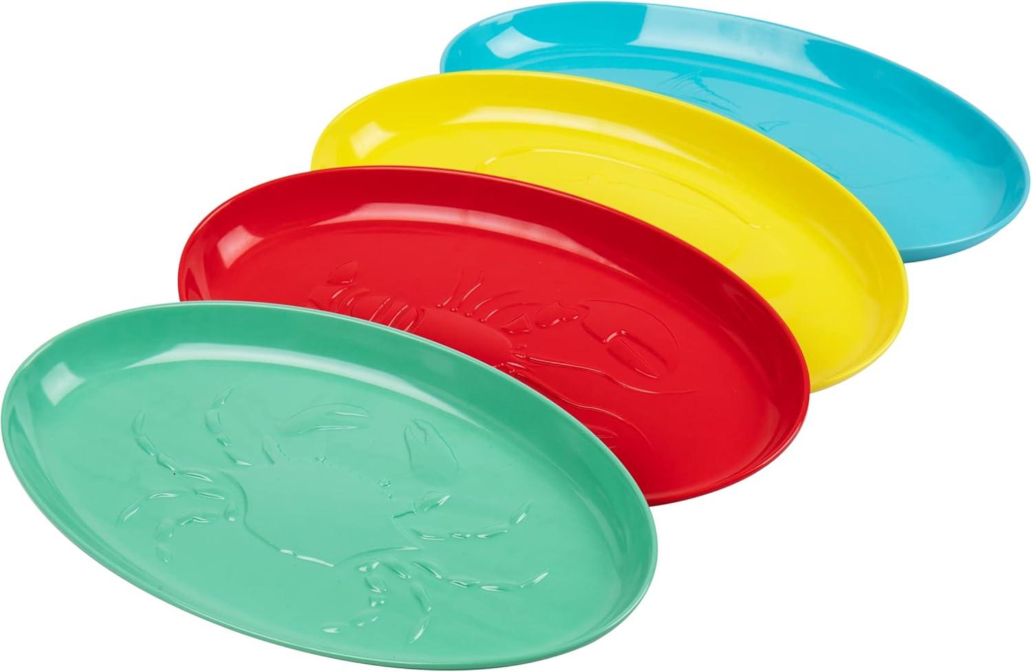 imageMind Reader Seafood Platters Serving Dish Entertaining Hosting Melamine 14 L x 8 W x 1 H Set of 4 MulticolorSet of 4