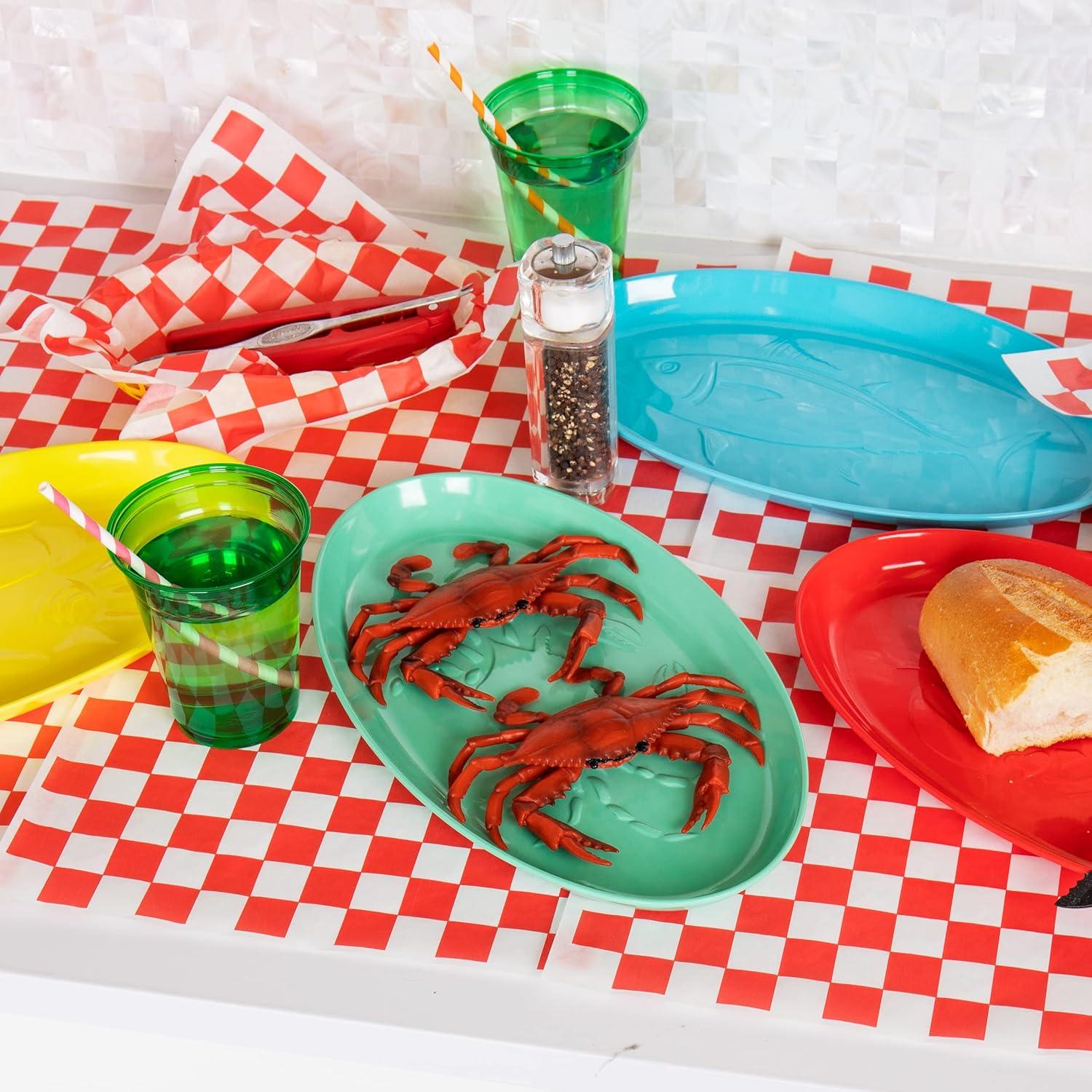 imageMind Reader Seafood Platters Serving Dish Entertaining Hosting Melamine 14 L x 8 W x 1 H Set of 4 MulticolorSet of 4