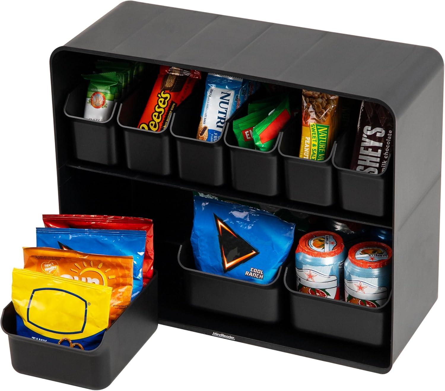 imageMind Reader Snack Organizer Countertop Organizer Snacks Drinks Pantry Breakroom Kitchen 18 L x 725 W x 145 H Black