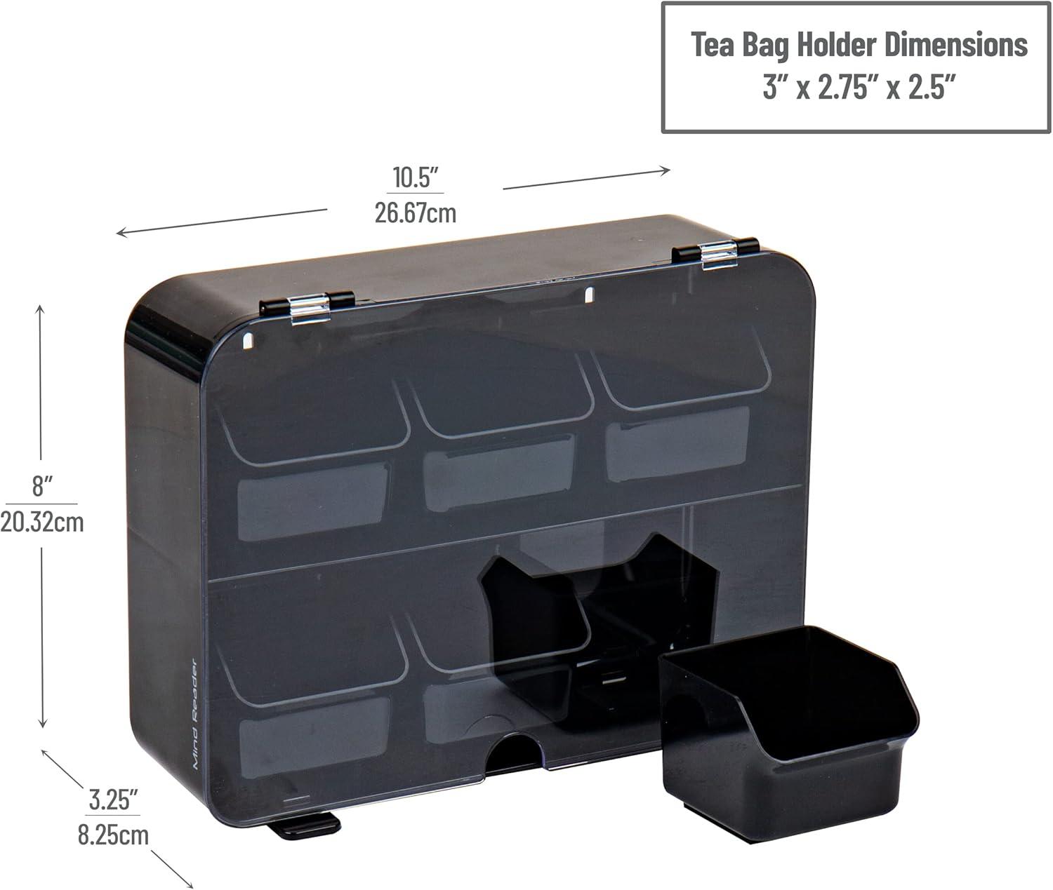 imageMind Reader Tea Bag Organizer Tea Station Organizer Countertop Wall Mountable Acrylic 105 L x 325 W x 8 H Black
