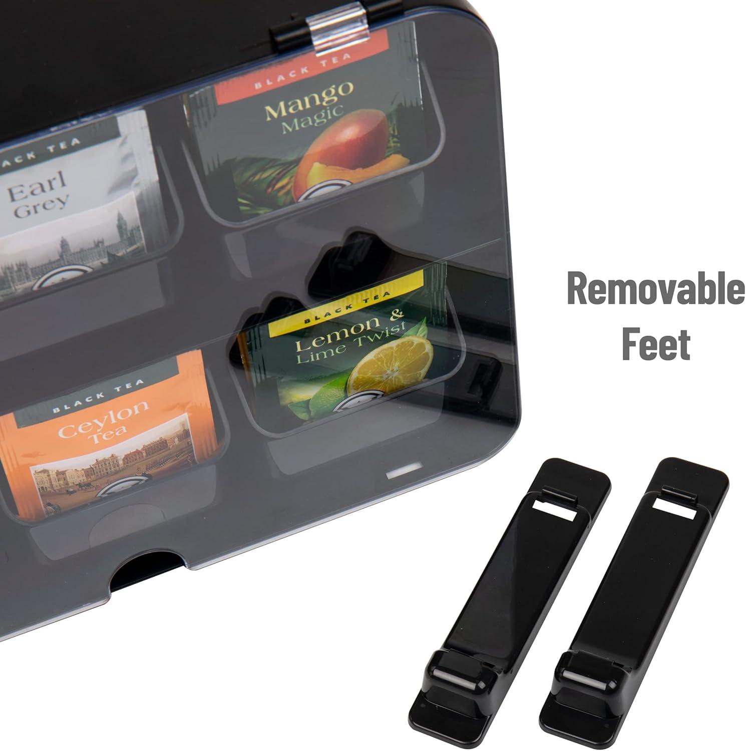 imageMind Reader Tea Bag Organizer Tea Station Organizer Countertop Wall Mountable Acrylic 105 L x 325 W x 8 H Black