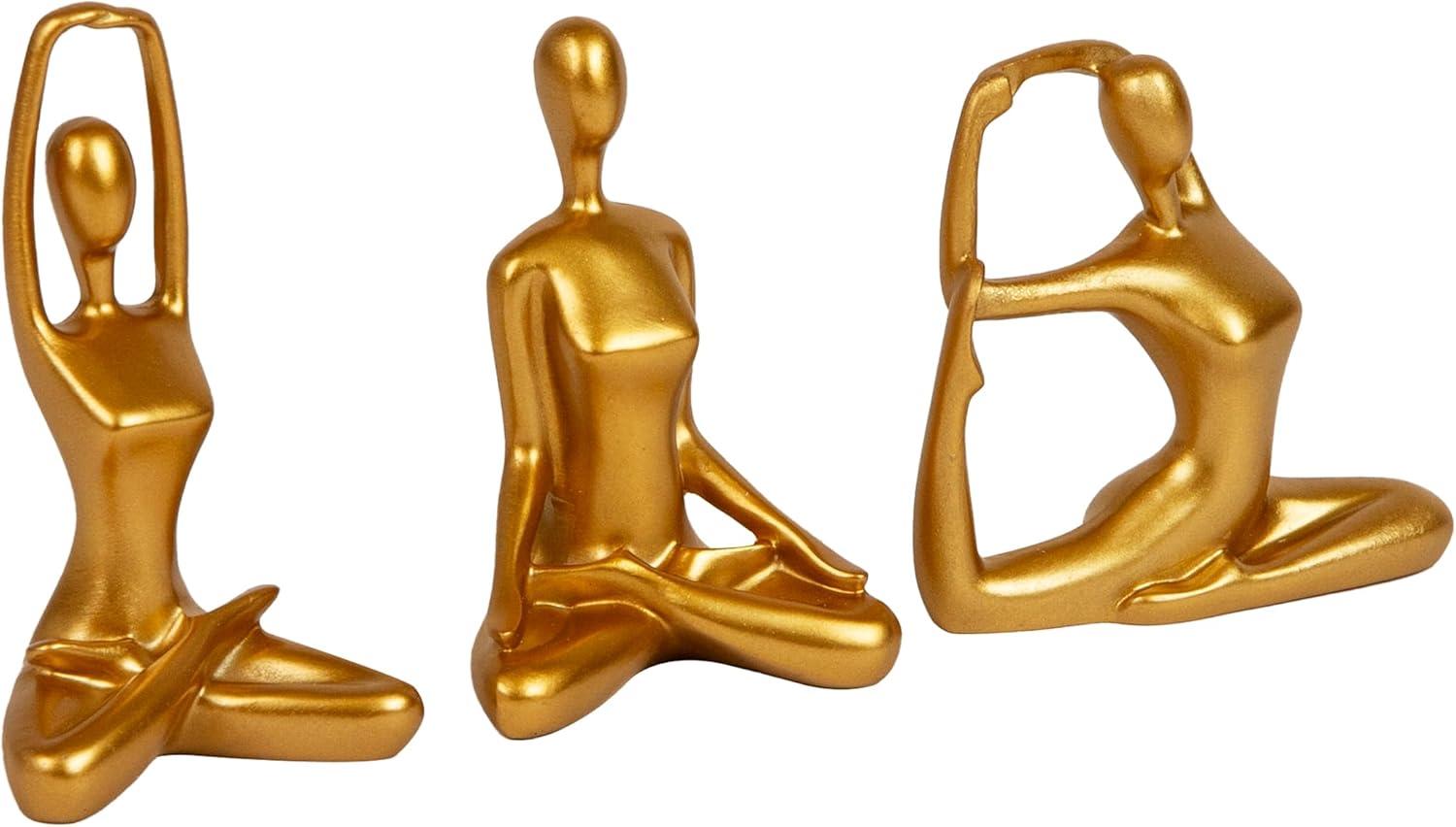 imageMind Reader Yoga Figurine Set Meditation Statues for Home Office or Studio Decor Elegant Mindful Gift Resin 275 L x 225 W x 475 H Set of 3 Gold