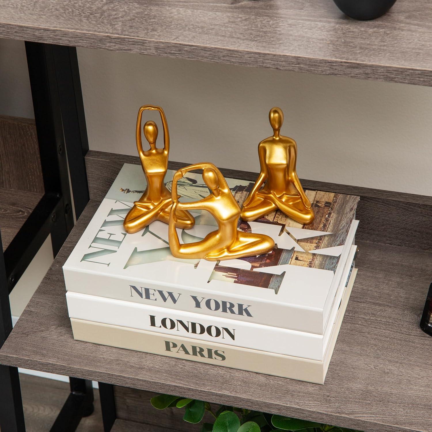imageMind Reader Yoga Figurine Set Meditation Statues for Home Office or Studio Decor Elegant Mindful Gift Resin 275 L x 225 W x 475 H Set of 3 Gold