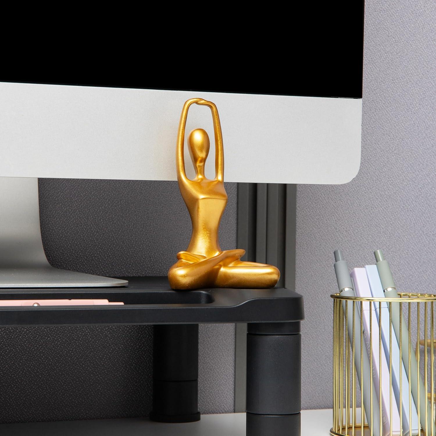imageMind Reader Yoga Figurine Set Meditation Statues for Home Office or Studio Decor Elegant Mindful Gift Resin 275 L x 225 W x 475 H Set of 3 Gold