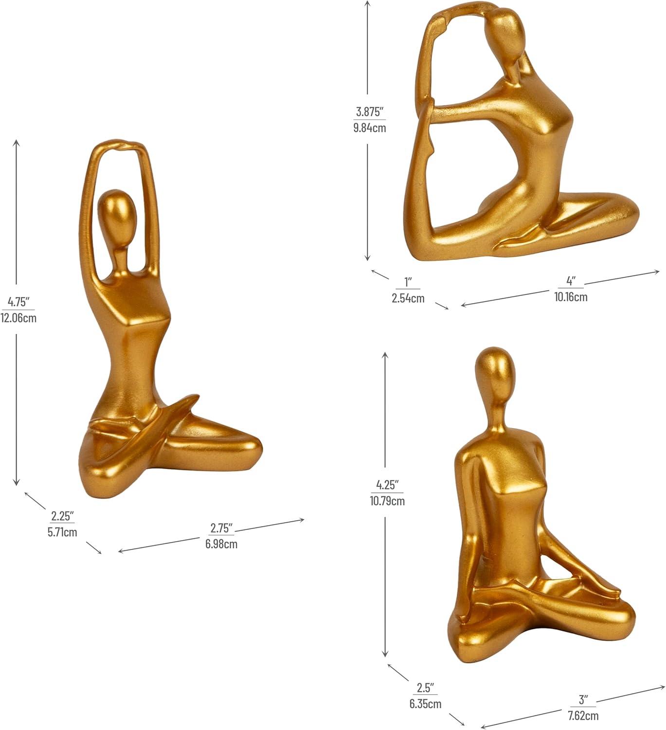 imageMind Reader Yoga Figurine Set Meditation Statues for Home Office or Studio Decor Elegant Mindful Gift Resin 275 L x 225 W x 475 H Set of 3 Gold