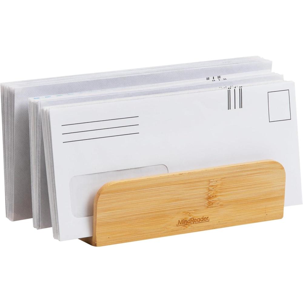 imageMind Reader 3Tier Mail Sorter Desktop Organizer Mail Organizer Modern Office Bamboo 675L x 4W x 425H Brown3Tier Mail Sorter