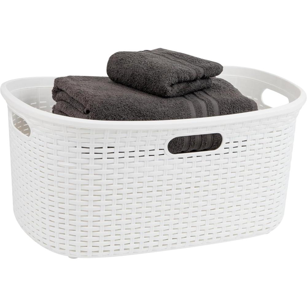 imageMind Reader 40L Laundry Basket Clothes Hamper Wicker Design Plastic 23L x 145W x 11H Ivory Single