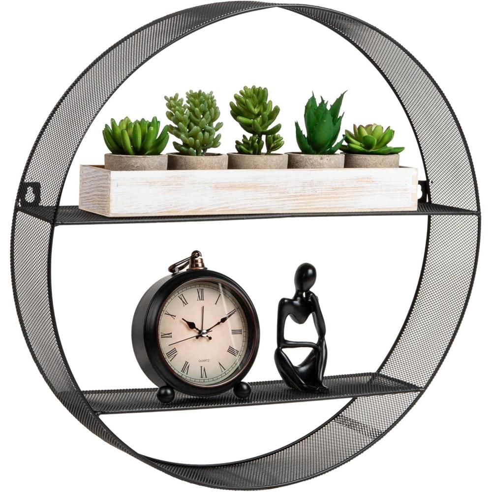 imageMind Reader Circular Floating Shelves Wall Decor Accent Shelf Office Bathroom Bamboo 18 L x 4 W x 18 H BrownBlack