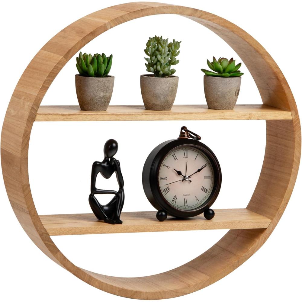 imageMind Reader Circular Floating Shelves Wall Decor Accent Shelf Office Bathroom Bamboo 18 L x 4 W x 18 H BrownBrown