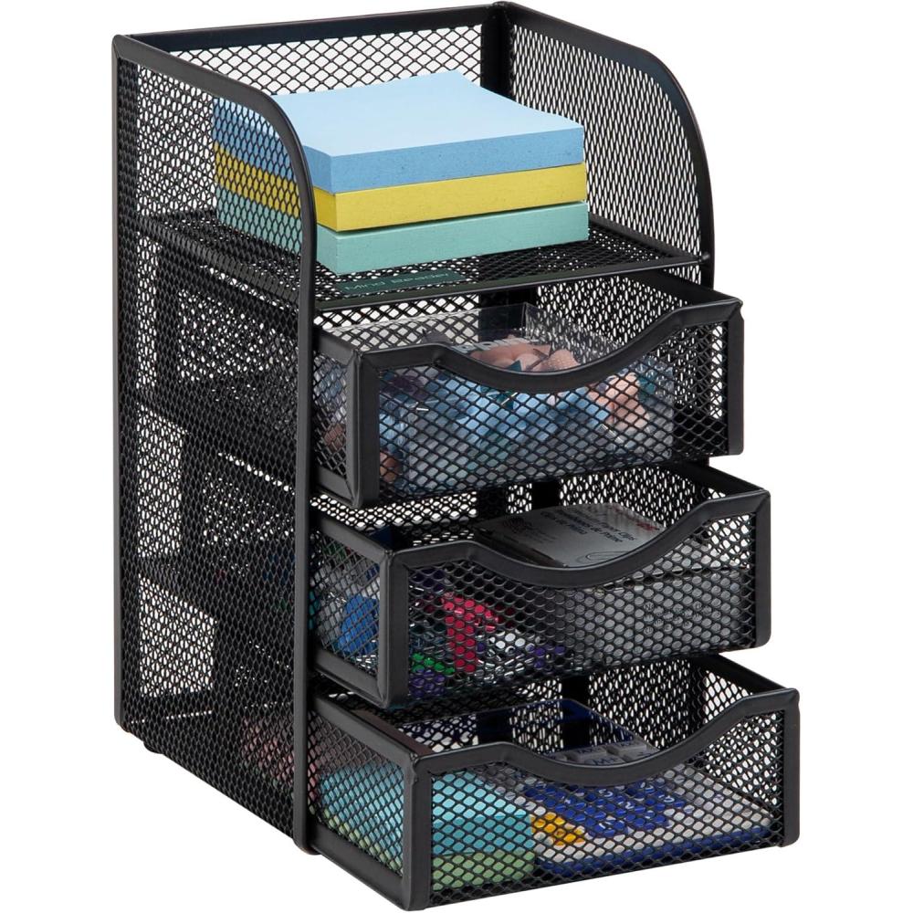 imageMind Reader Desktop Accessory Storage Paper Binder Clip Basket Workspace Office Metal Mesh 475L x 5W x 8H PinkBlack
