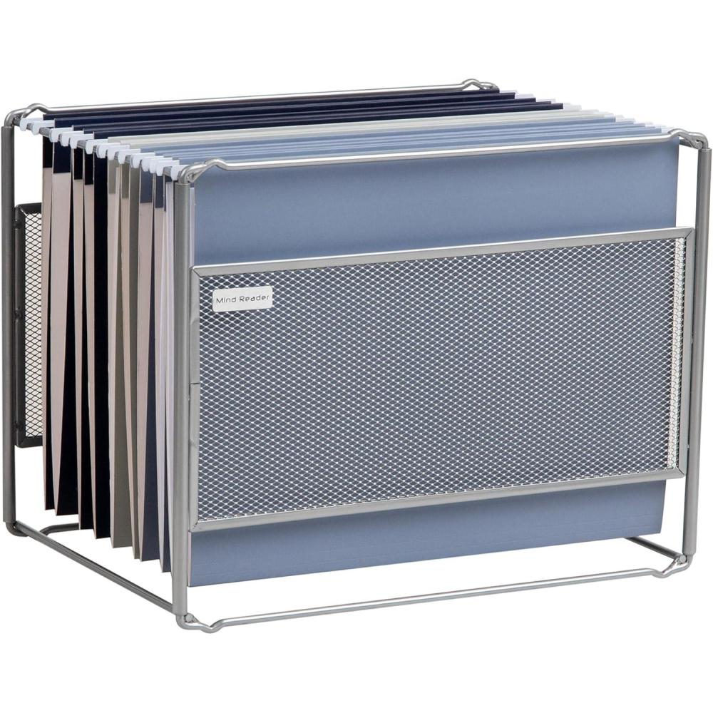 imageMind Reader Hanging File Folder Organizer Desktop Organizer Storage Office Metal Mesh 13L x 975W x 1025H SilverSilver