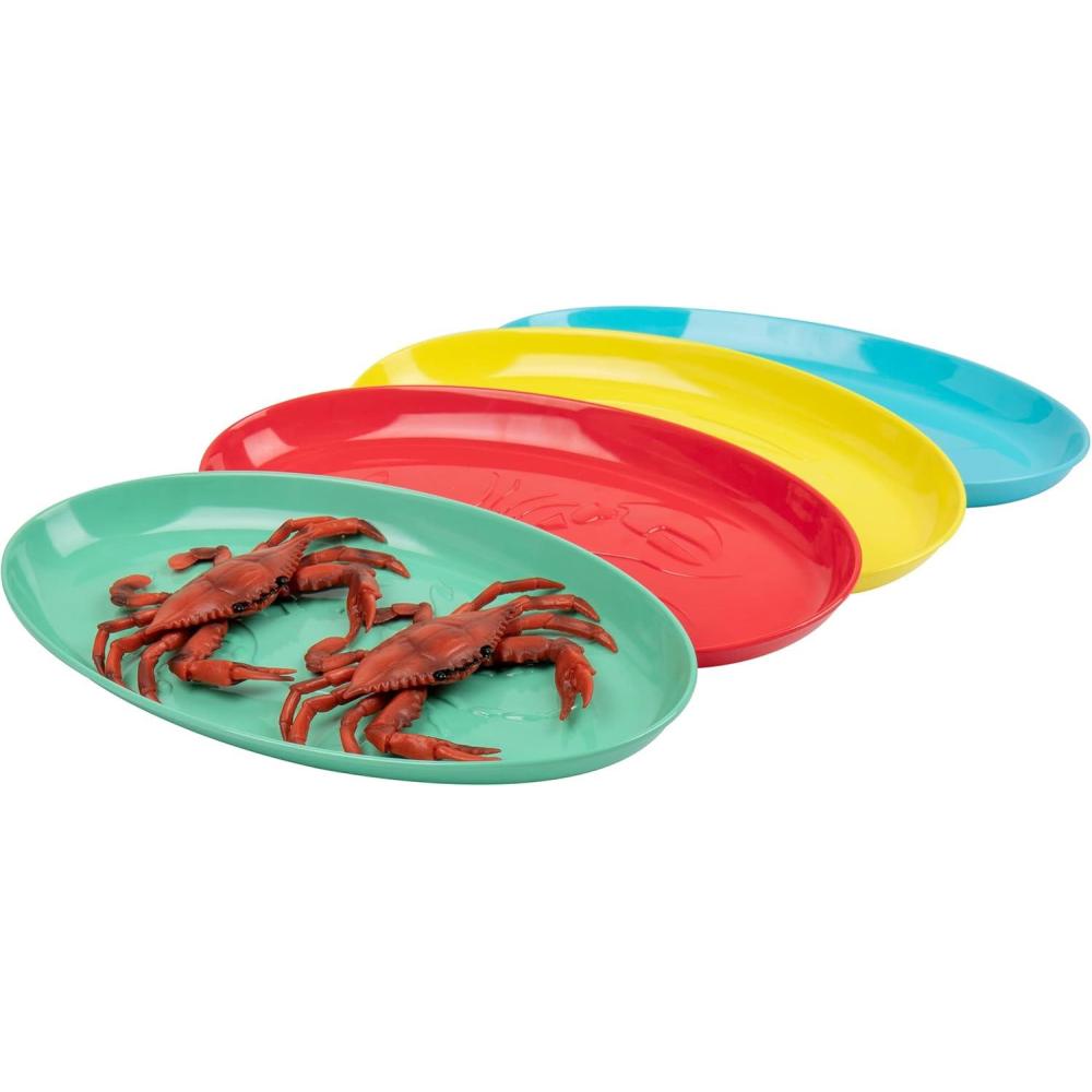 imageMind Reader Seafood Platters Serving Dish Entertaining Hosting Melamine 14 L x 8 W x 1 H Set of 4 MulticolorSet of 4