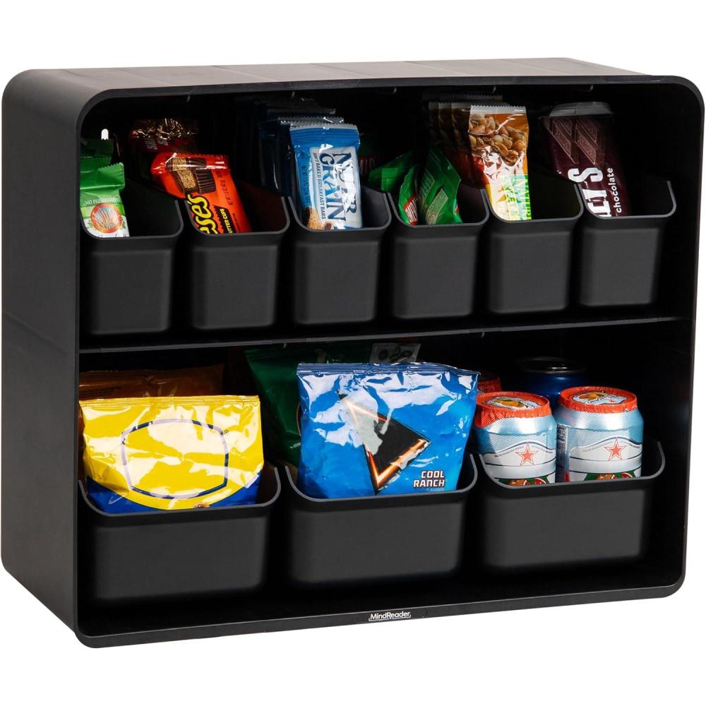 imageMind Reader Snack Organizer Countertop Organizer Snacks Drinks Pantry Breakroom Kitchen 18 L x 725 W x 145 H Black