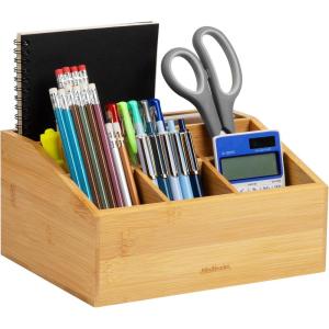 Mind Reader 3-Tier Mail Sorter, Desktop Organizer, Mail Organizer, Modern, Office, Bamboo, 6.75″L x 4″W x 4.25″H, Brown(7-compartment Organizer)