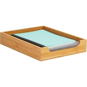 Mind Reader 3-Tier Mail Sorter, Desktop Organizer, Mail Organizer, Modern, Office, Bamboo, 6.75″L x 4″W x 4.25″H, Brown(Paper Tray)