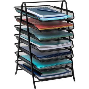 Mind Reader 6-Tier Paper Tray, Desktop Organizer, File Storage, Office, Metal Mesh, 11.75″ L x 13.75″ W x 18″ H, Black(7 Tier)