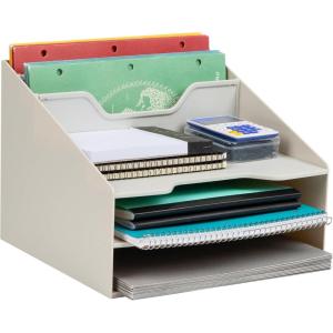 Mind Reader Desktop Organizer, Vertical File Holder, Paper Trays, Office, Plastic, Pink(Beige)
