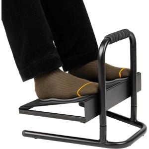Mind Reader Foot Rest, Under Desk, Ergonomic, Hydraulic Height Adjustable, Ottoman, Office, Foam, 16.75″ L x 7.5″ W x 3.75″ H, Black(Metal Foot Rest)