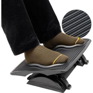 Mind Reader Foot Rest, Under Desk, Ergonomic, Hydraulic Height Adjustable, Ottoman, Office, Foam, 16.75″ L x 7.5″ W x 3.75″ H, Black(Plastic Foot Rest)