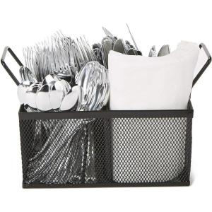 Mind Reader Utensil Accessory Caddy, Organizer, Countertop, Office, Kitchen, Metal Mesh, 8.5″L x 8.5″W x 6″H, Black
