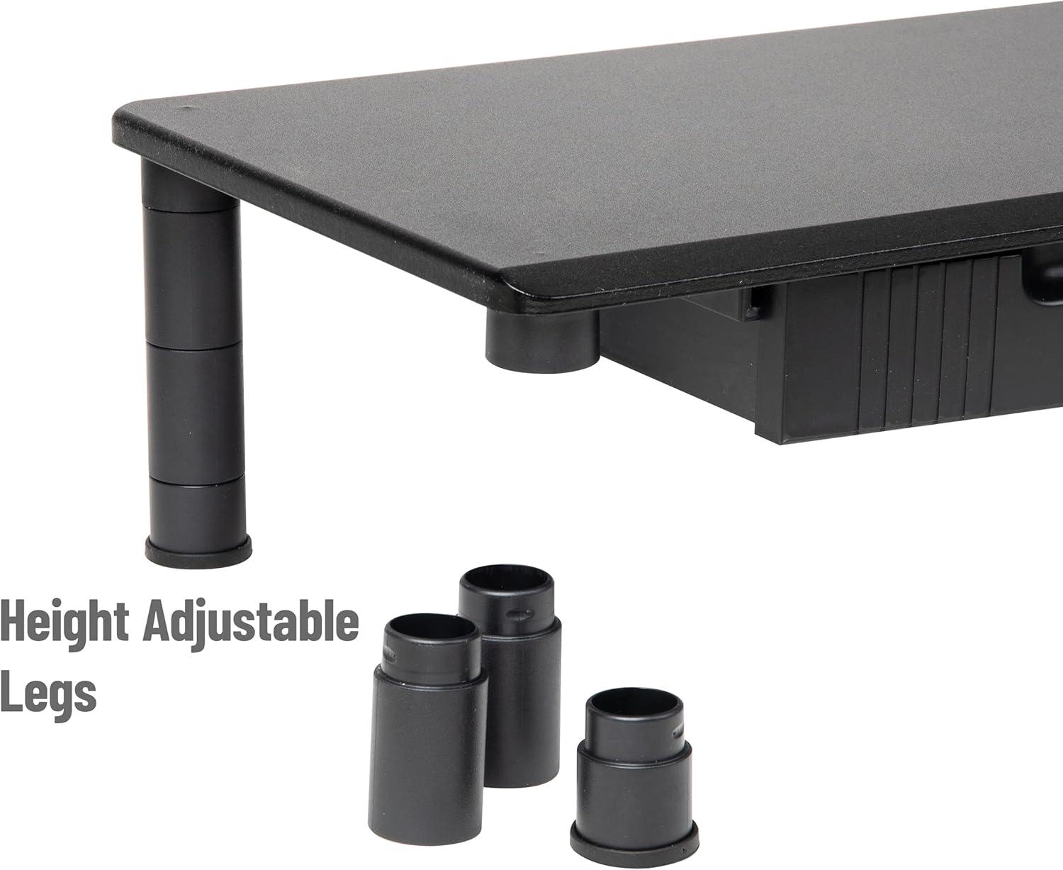 imageMind Reader Dual Monitor Stand Height Adjustable Desktop Organizer Laptop Riser Office 385L x 11W x 25565H BlackBlack
