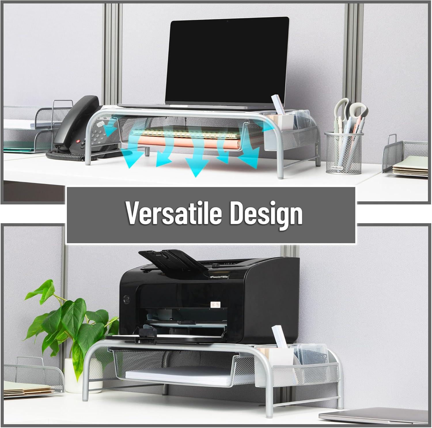 imageMind Reader MESHMONSTATUR Metal Mesh Desk Drawer Desktop Monitor Stand Organizer TurquoiseSilver