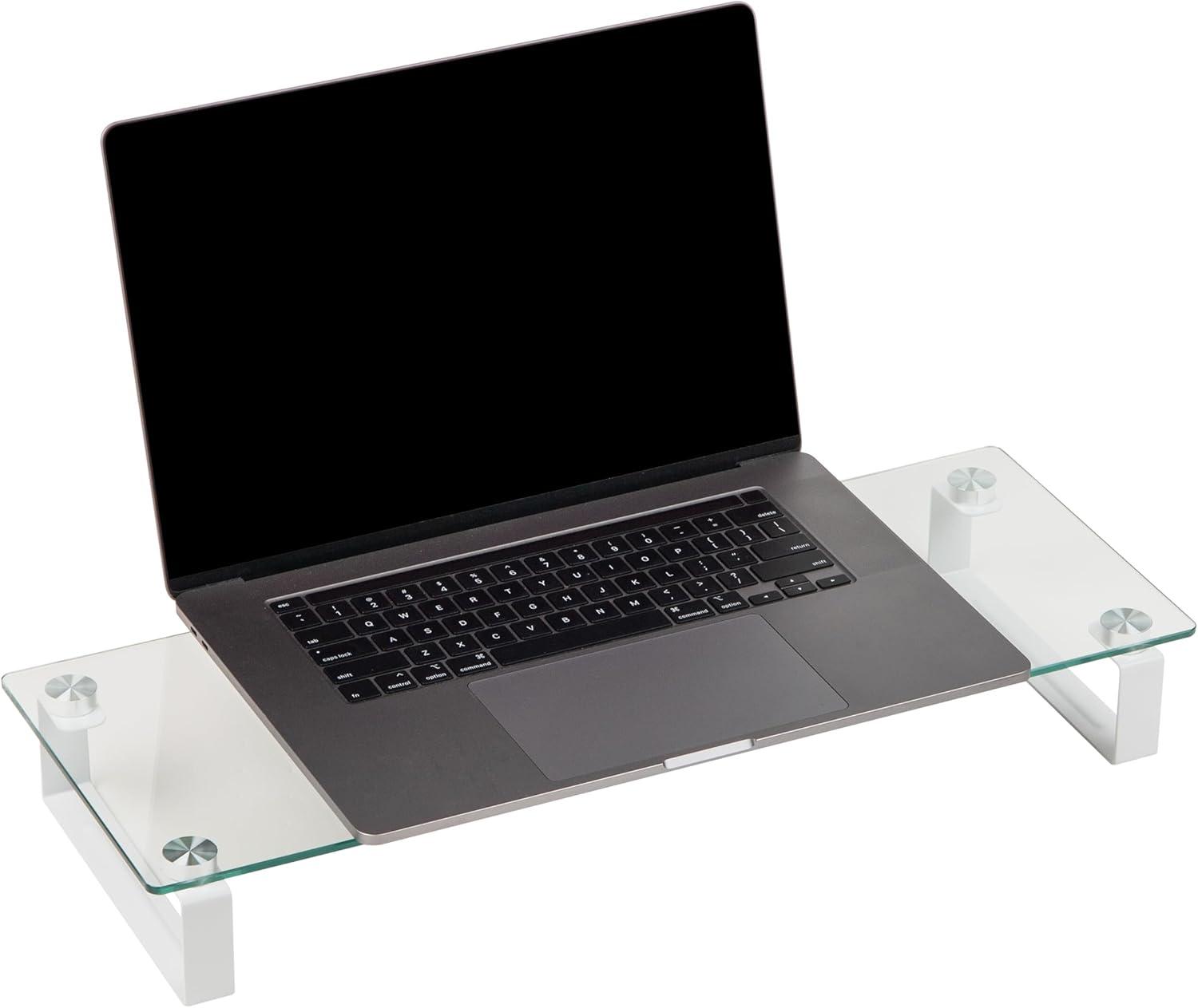 imageMind Reader Monitor Stand Contemporary Desktop Organizer Laptop Riser Office Glass 22L x 825W x 3H Clear