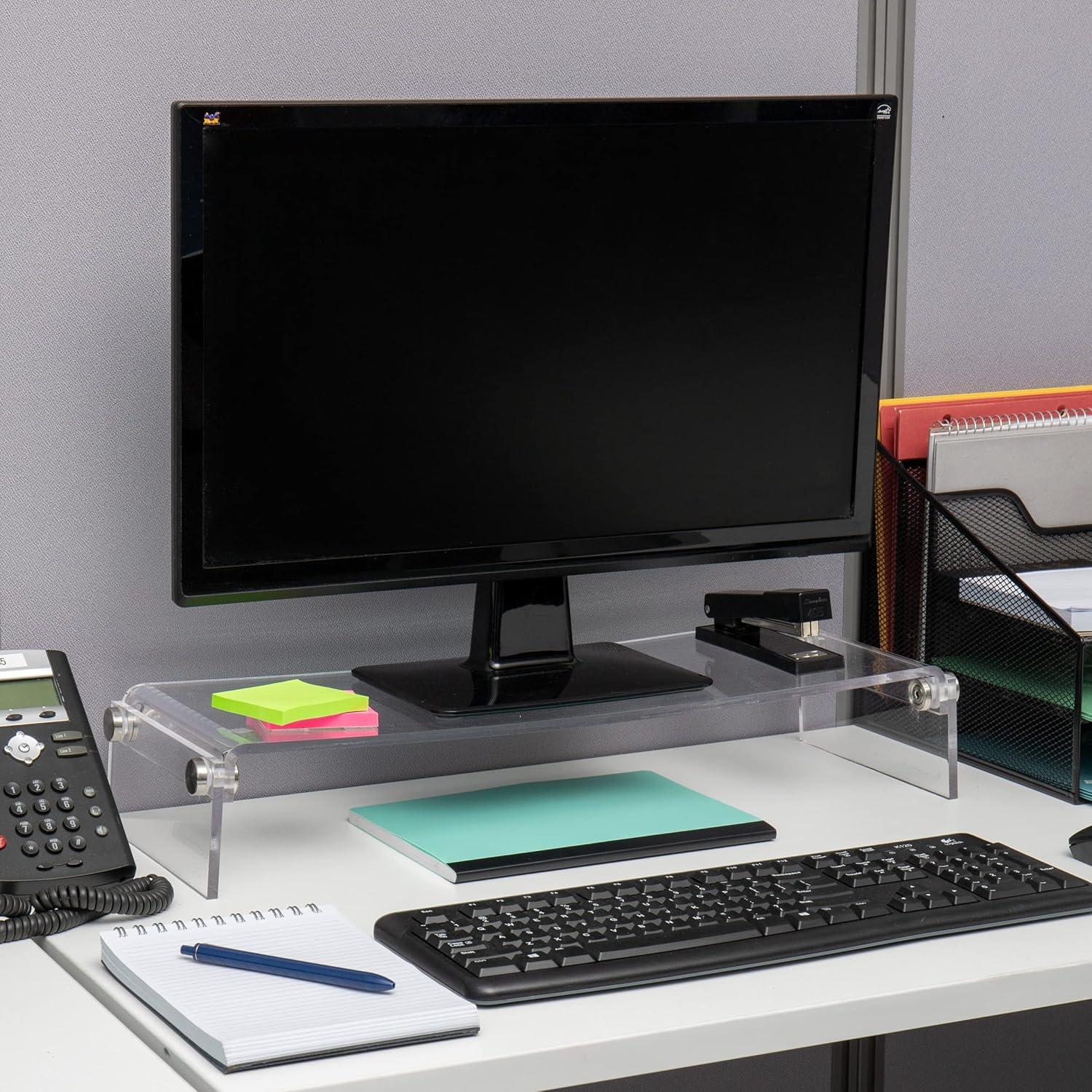 imageMind Reader Monitor Stand Desktop Organizer Riser Office Acrylic 85L x 235W x 4125H Clear