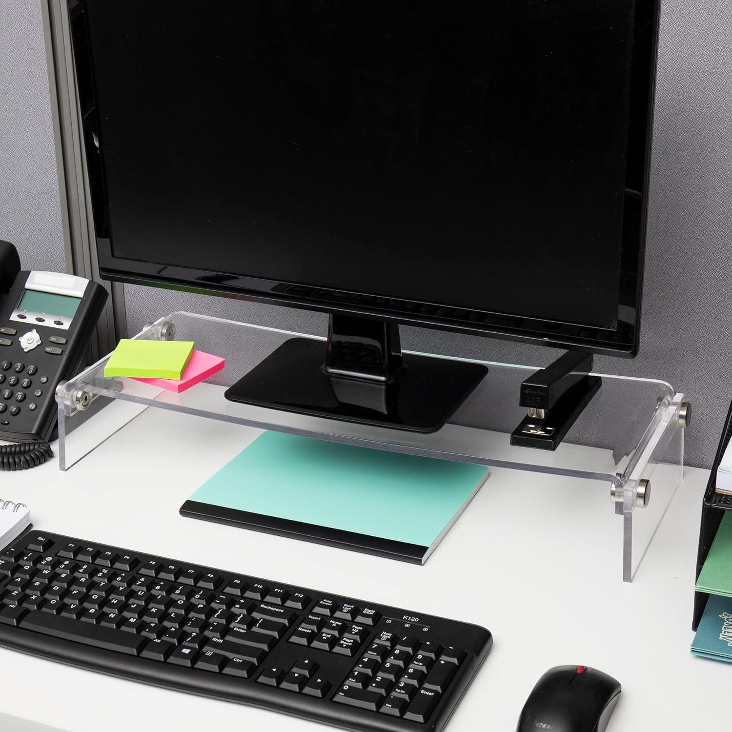 imageMind Reader Monitor Stand Desktop Organizer Riser Office Acrylic 85L x 235W x 4125H Clear