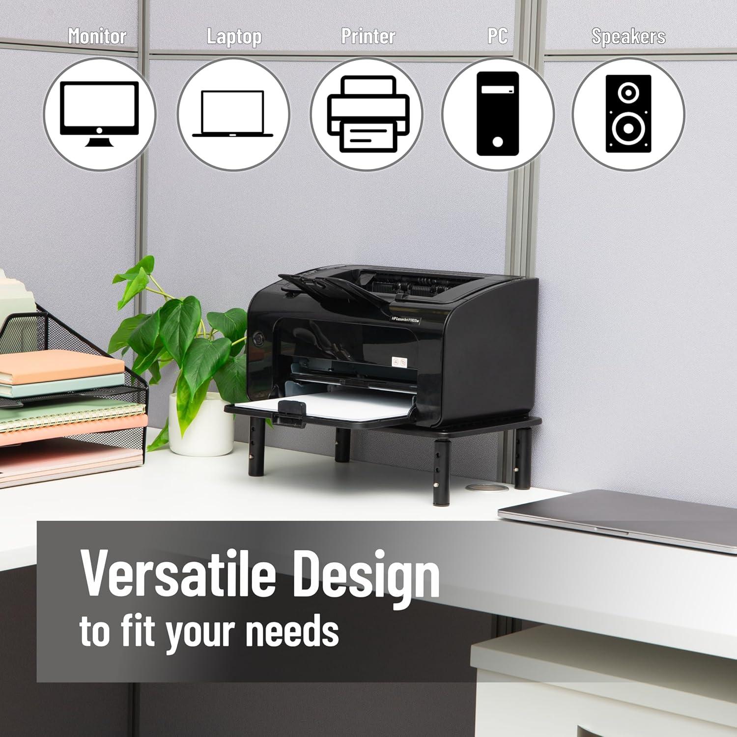 imageMind Reader Monitor Stand Height Adjustable Ventilated Laptop Riser Office Metal 145L x 925W x 55H Black2Pack