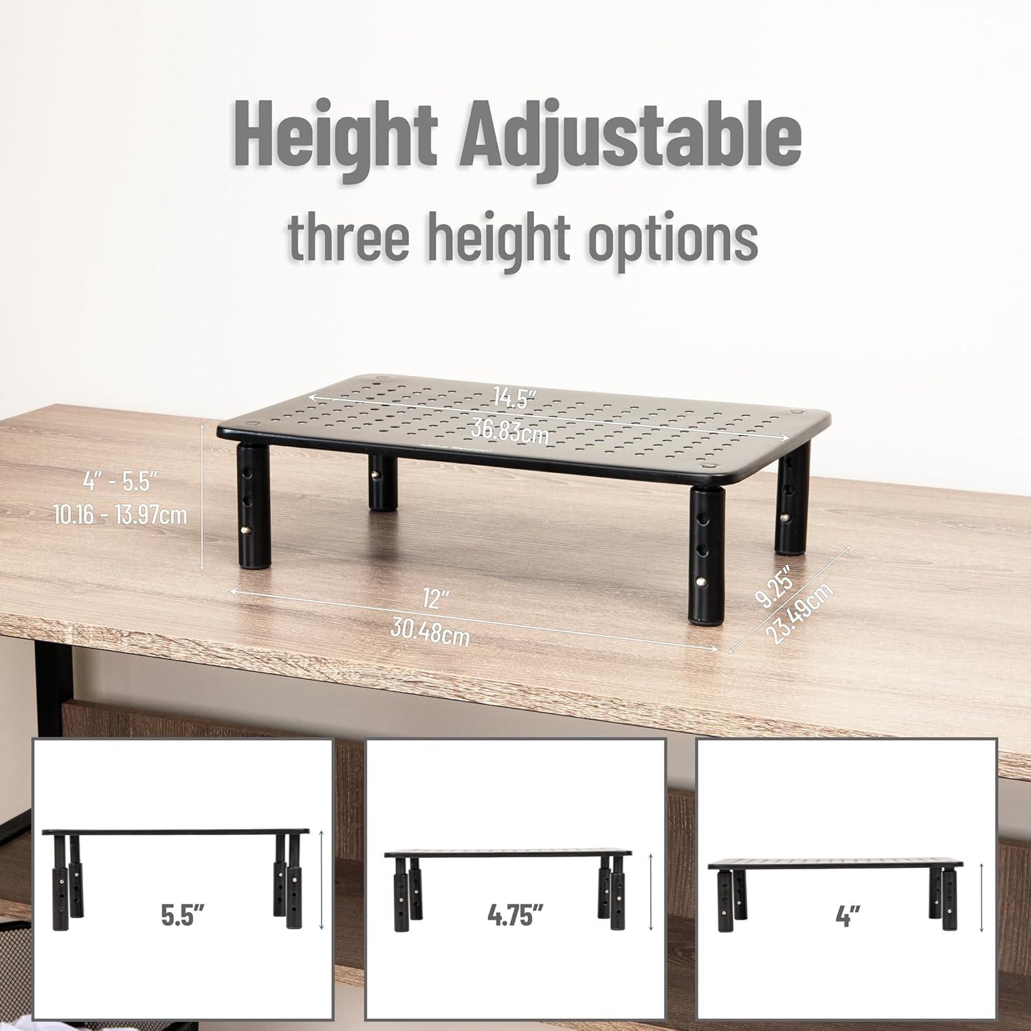 imageMind Reader Monitor Stand Height Adjustable Ventilated Laptop Riser Office Metal 145L x 925W x 55H Black2Pack