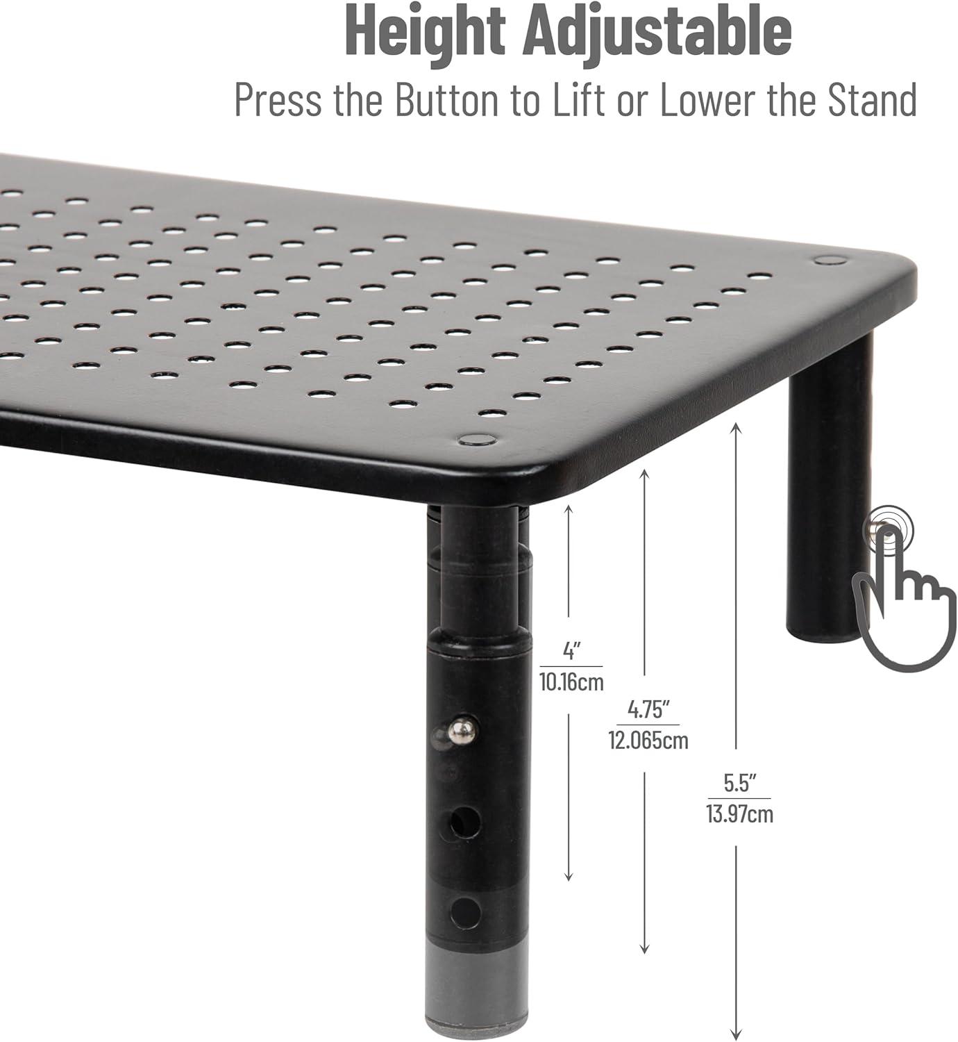 imageMind Reader Monitor Stand Height Adjustable Ventilated Laptop Riser Office Metal 145L x 925W x 55H Black8Pack