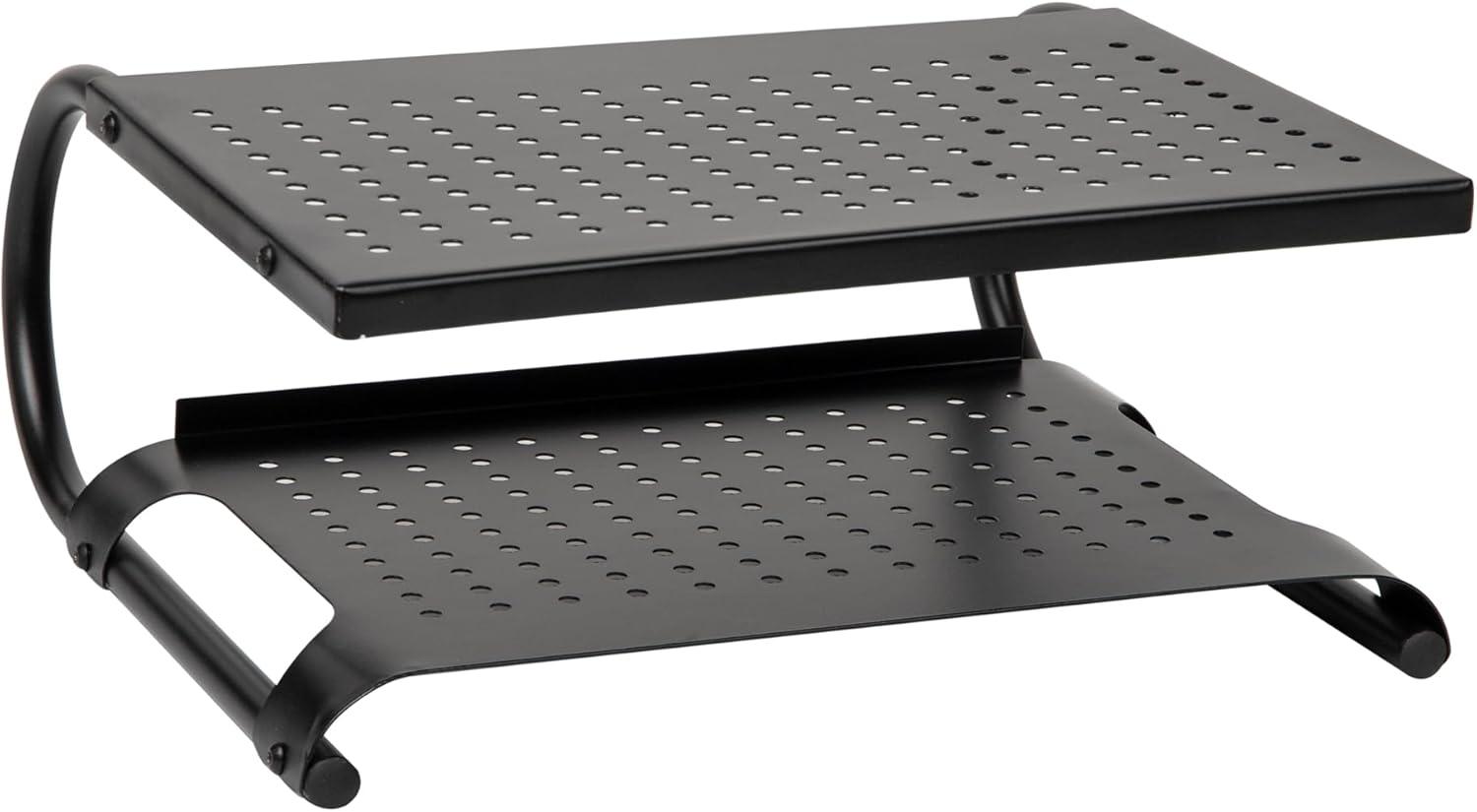imageMind Reader Monitor Stand Ventilated Laptop Riser Desktop Organizer Storage Office Metal 14L x 125W x 6H Black2 Tier