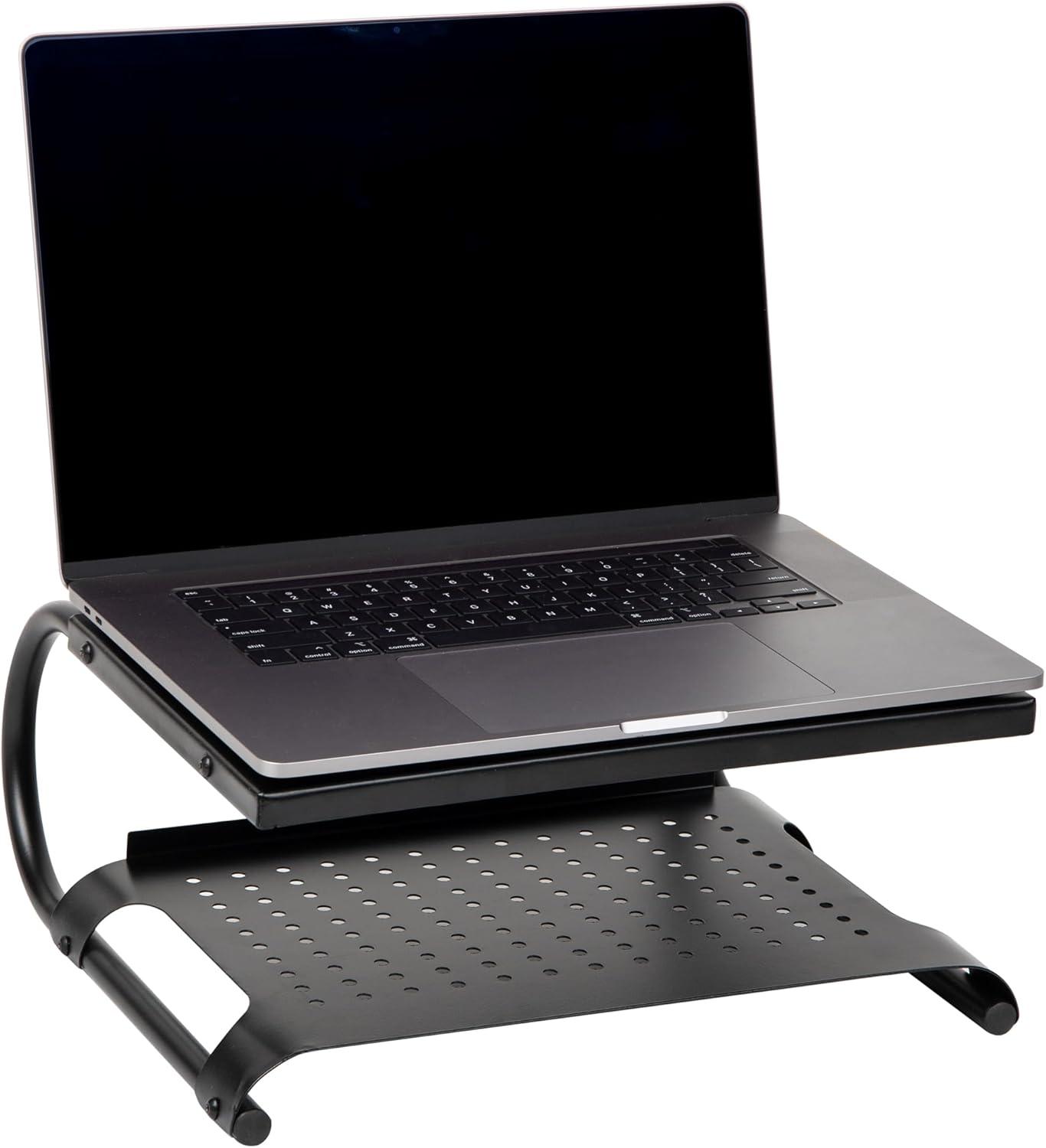 imageMind Reader Monitor Stand Ventilated Laptop Riser Desktop Organizer Storage Office Metal 14L x 125W x 6H Black2 Tier