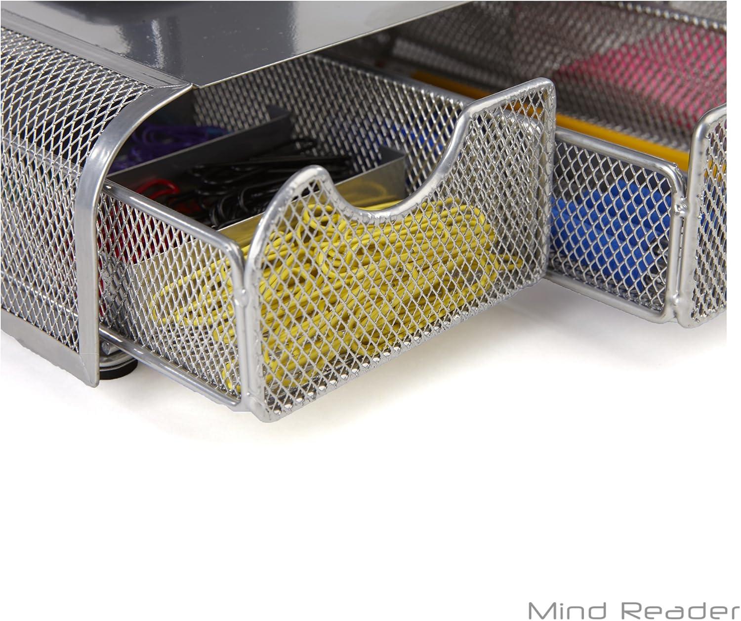 imageMind Reader Perch Monitor Stand Desk Organizer Silver Metal MeshSilver Mesh