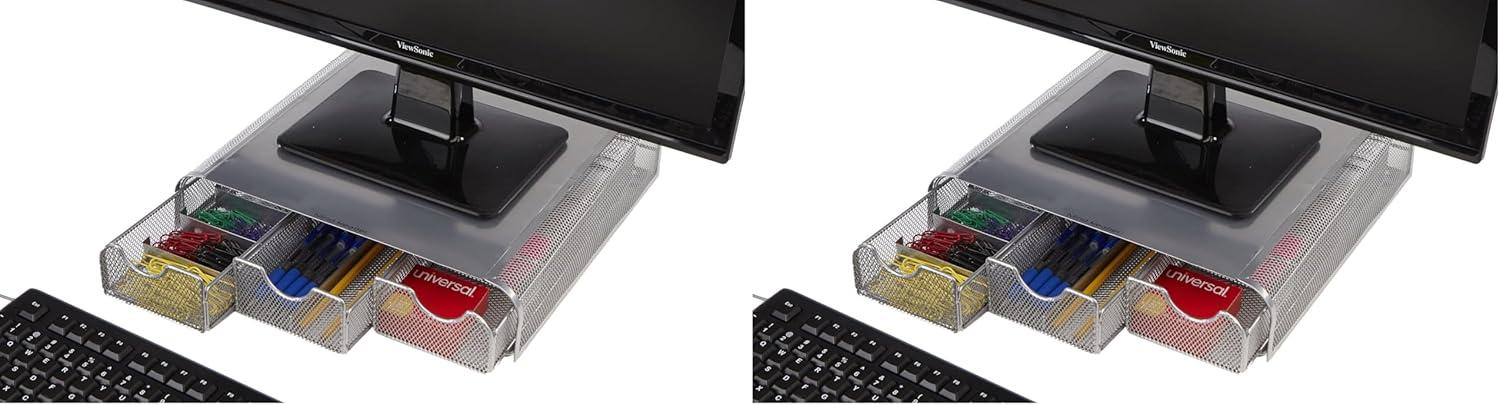 imageMind Reader Perch Monitor Stand Desk Organizer Silver Metal MeshSilver Mesh