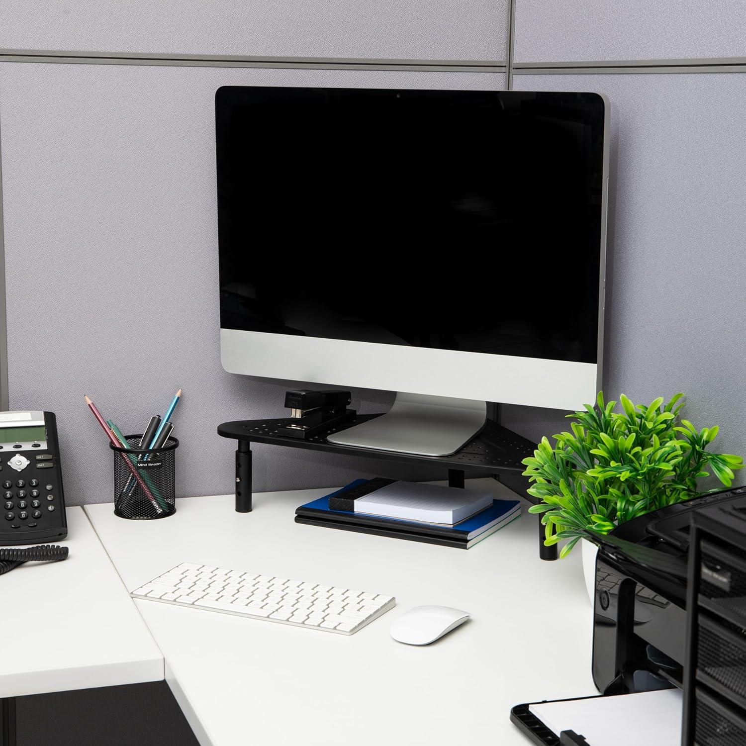 imageMind Reader Triangle Monitor Stand 40lb18kg Capacity Adjustable Height Ventilated Metal 195L x 145W x 55H Black