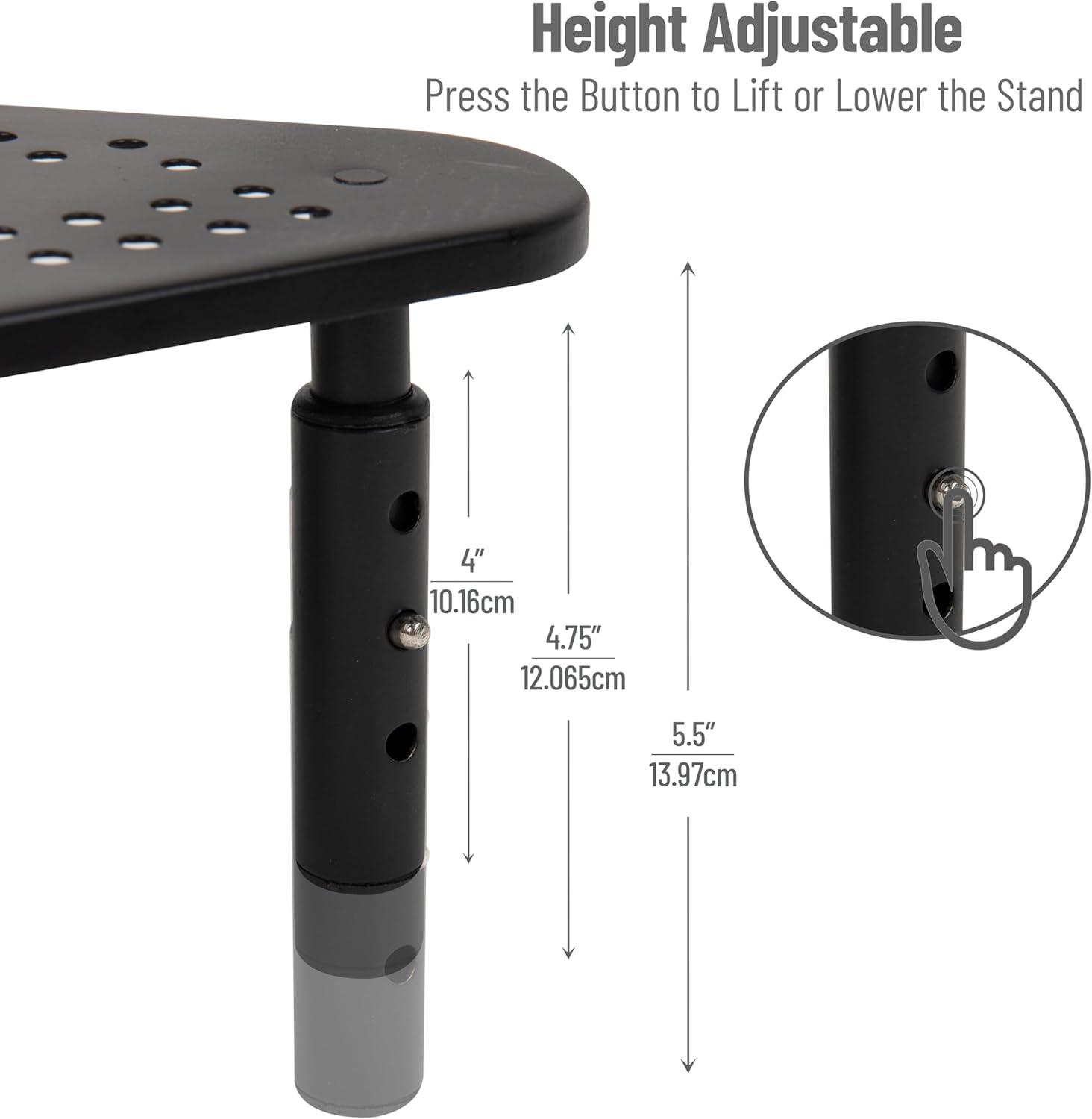imageMind Reader Triangle Monitor Stand 40lb18kg Capacity Adjustable Height Ventilated Metal 195L x 145W x 55H Black