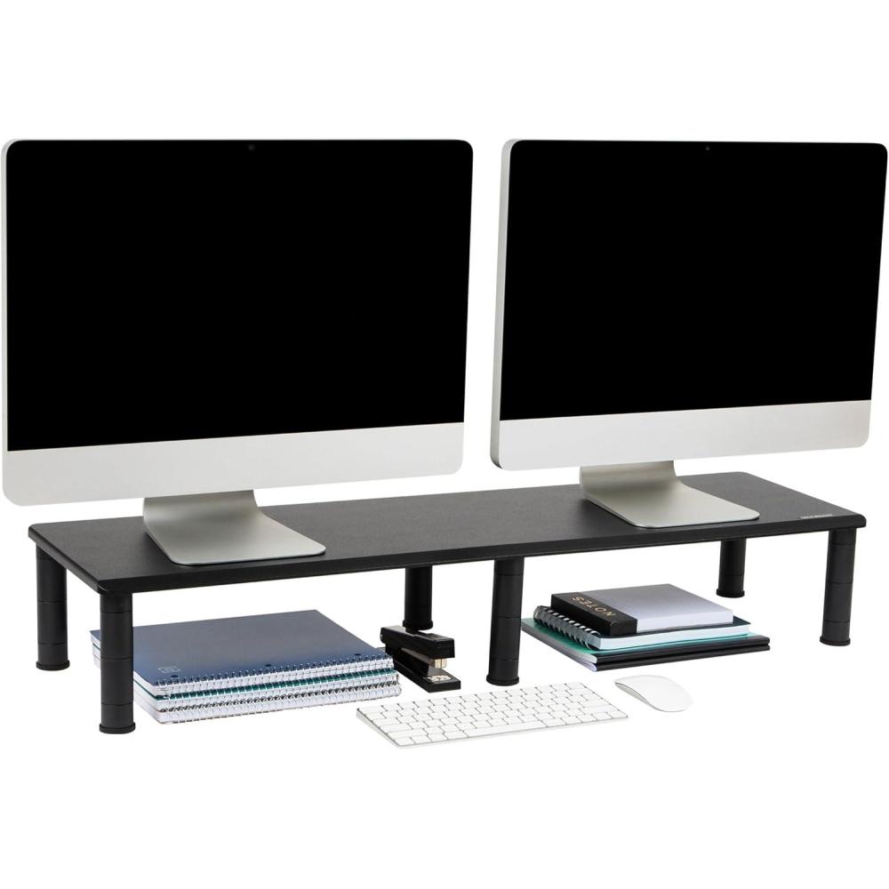 imageMind Reader Dual Monitor Stand Height Adjustable Desktop Organizer Laptop Riser Office 385L x 11W x 25565H BlackBlack