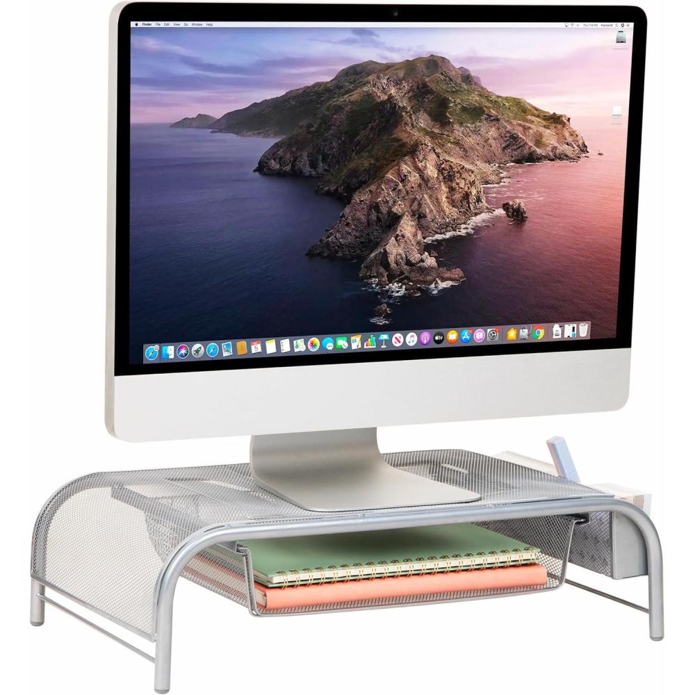 imageMind Reader MESHMONSTATUR Metal Mesh Desk Drawer Desktop Monitor Stand Organizer TurquoiseSilver