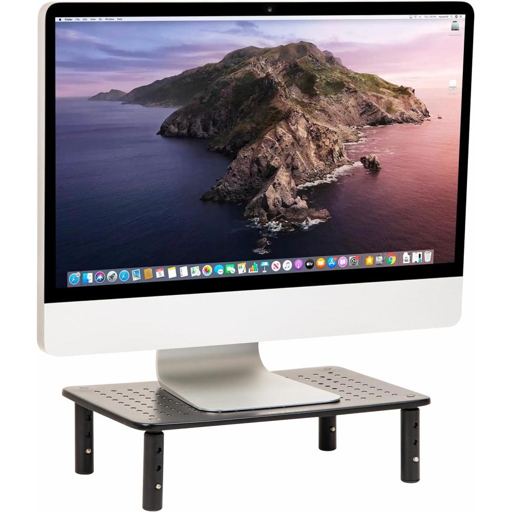 imageMind Reader Monitor Stand Height Adjustable Ventilated Laptop Riser Office Metal 145L x 925W x 55H Black1Pack