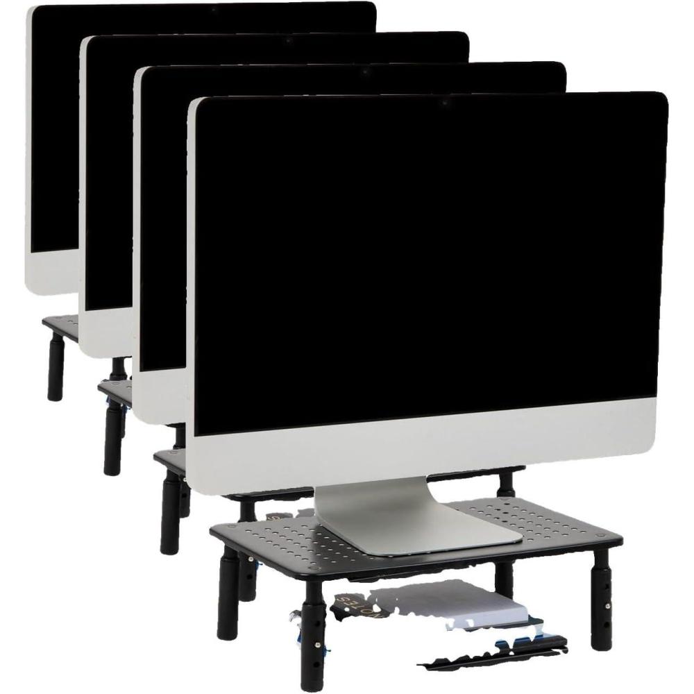 imageMind Reader Monitor Stand Height Adjustable Ventilated Laptop Riser Office Metal 145L x 925W x 55H Black8Pack