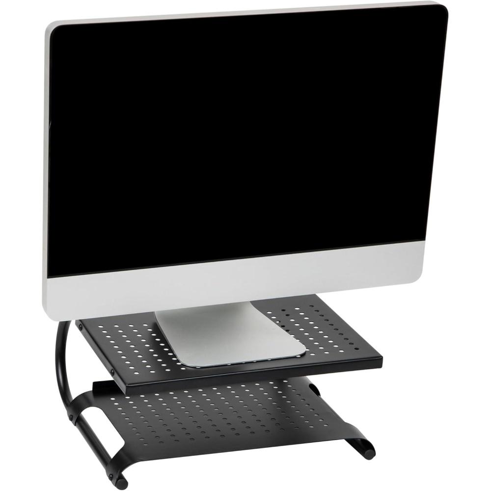 imageMind Reader Monitor Stand Ventilated Laptop Riser Desktop Organizer Storage Office Metal 14L x 125W x 6H Black2 Tier