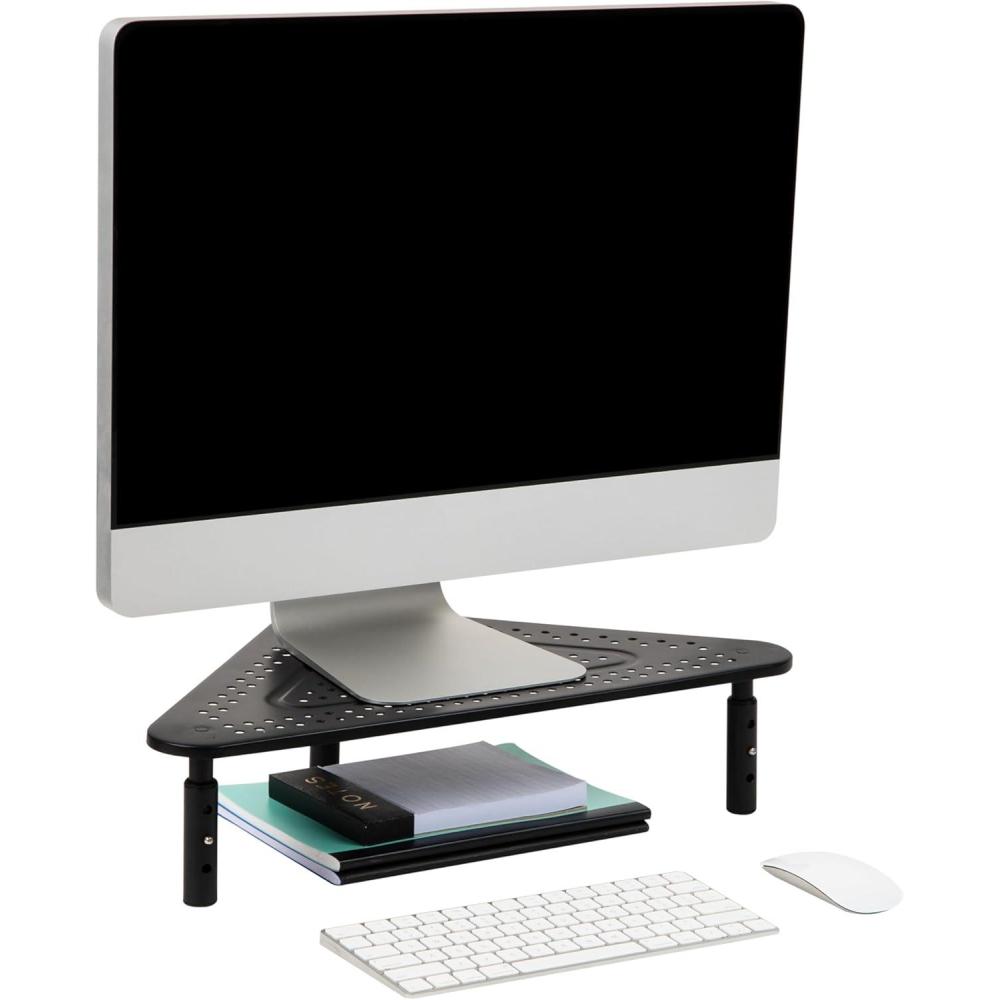imageMind Reader Triangle Monitor Stand 40lb18kg Capacity Adjustable Height Ventilated Metal 195L x 145W x 55H Black