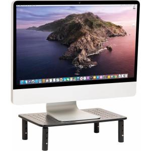 Mind Reader Monitor Stand, Height Adjustable, Ventilated Laptop Riser, Office, Metal, 14.5″L x 9.25″W x 5.5″H, Black(1-Pack)