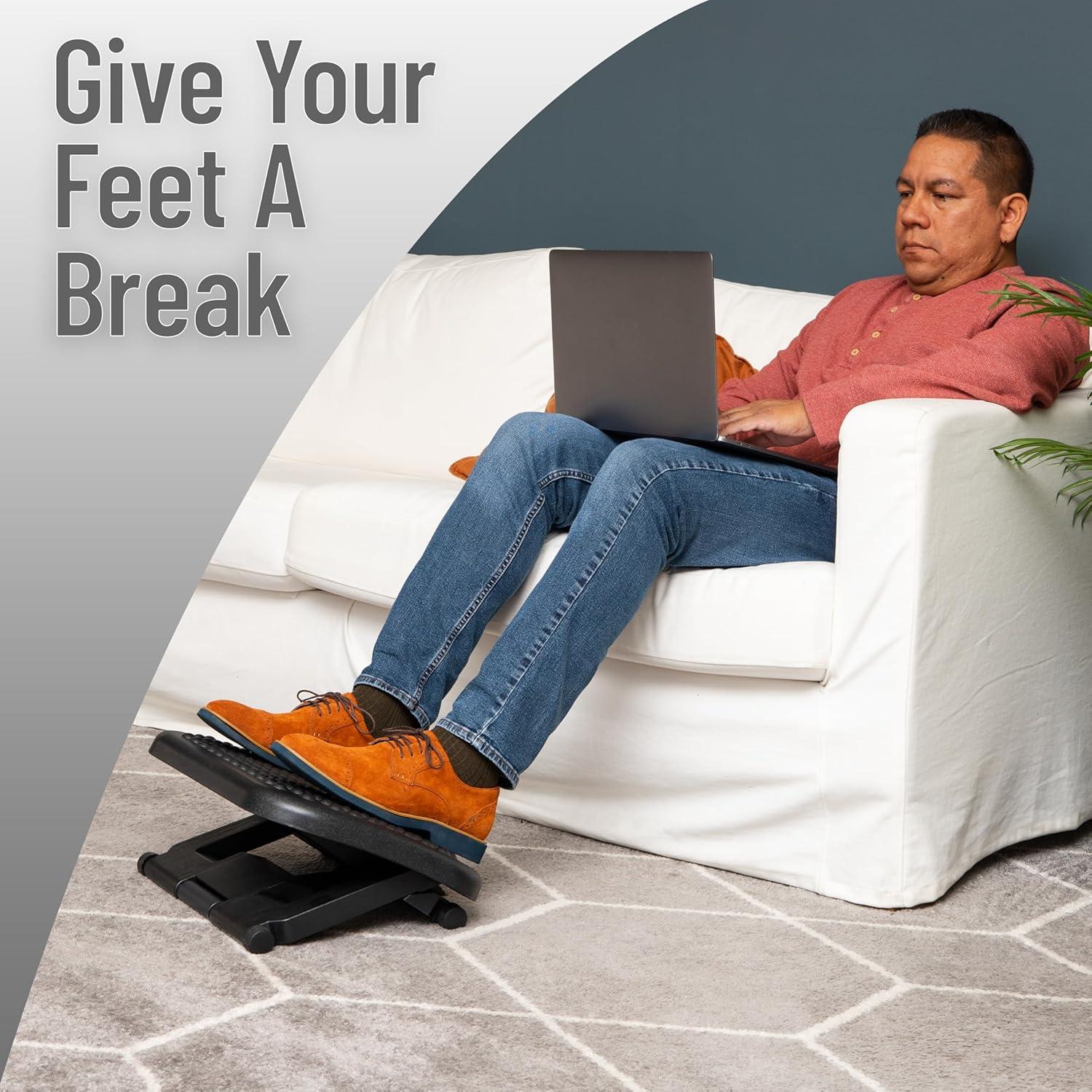 imageMind Reader Foot Rest Under Desk at Work Ergonomic Height Adjustable Office Plastic 18 L x 135 W x 65 H Black18L x 135W x 65H