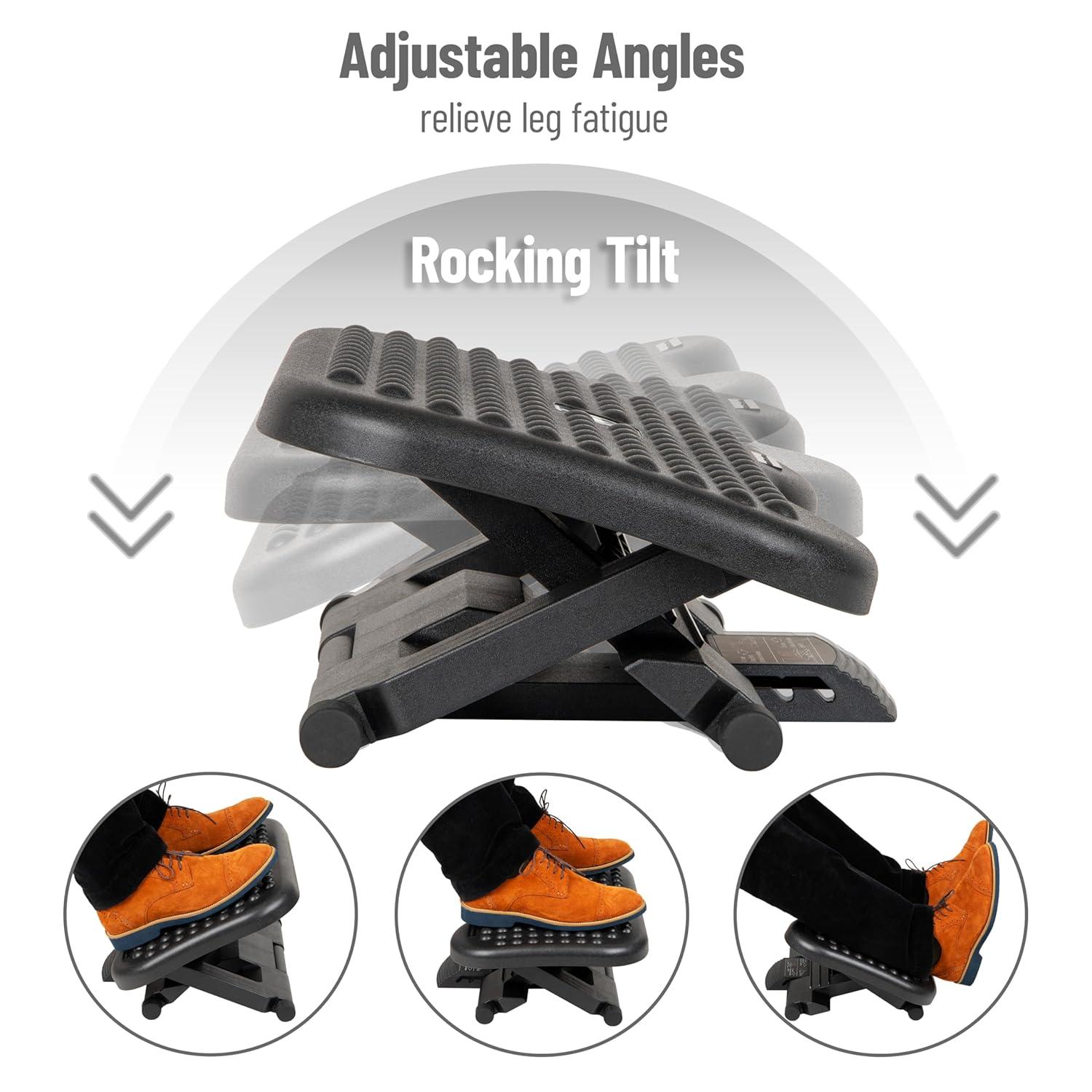 imageMind Reader Foot Rest Under Desk at Work Ergonomic Height Adjustable Office Plastic 18 L x 135 W x 65 H Black18L x 135W x 65H