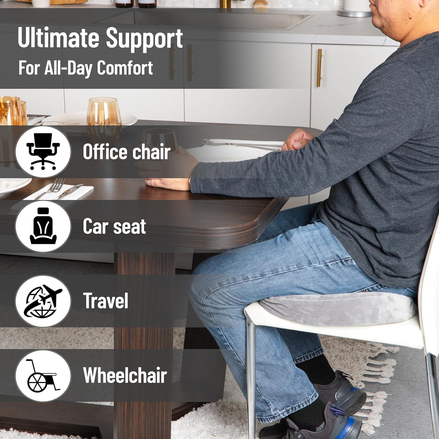 imageMind Reader Memory Foam Seat Cushion with AirCloud Technology Ergonomic Pressure Relief for Office Chair Car or Wheelchair Sciatica Coccyx Tailbone amp Hip Pain Support GrayGray