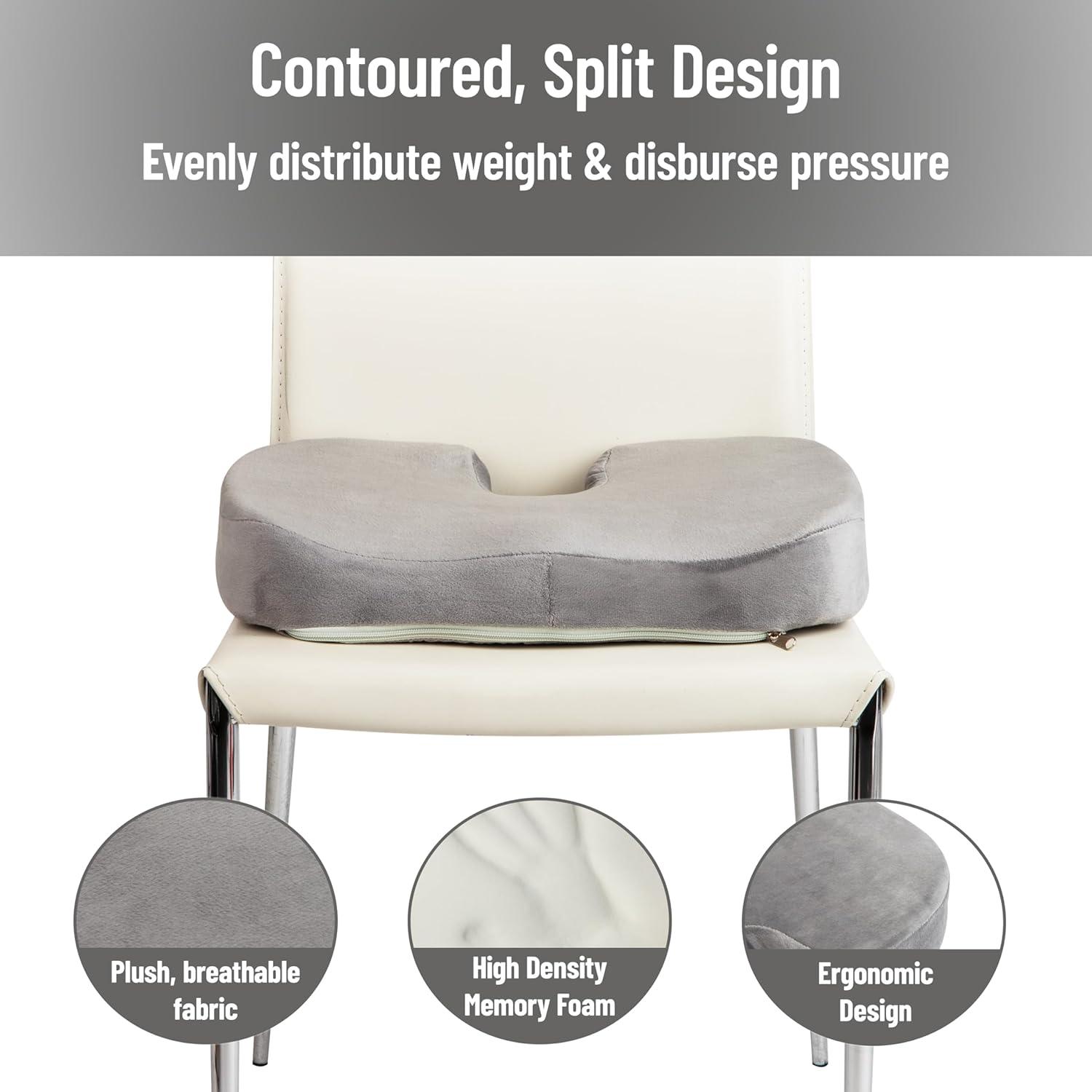 imageMind Reader Memory Foam Seat Cushion with AirCloud Technology Ergonomic Pressure Relief for Office Chair Car or Wheelchair Sciatica Coccyx Tailbone amp Hip Pain Support GrayGray